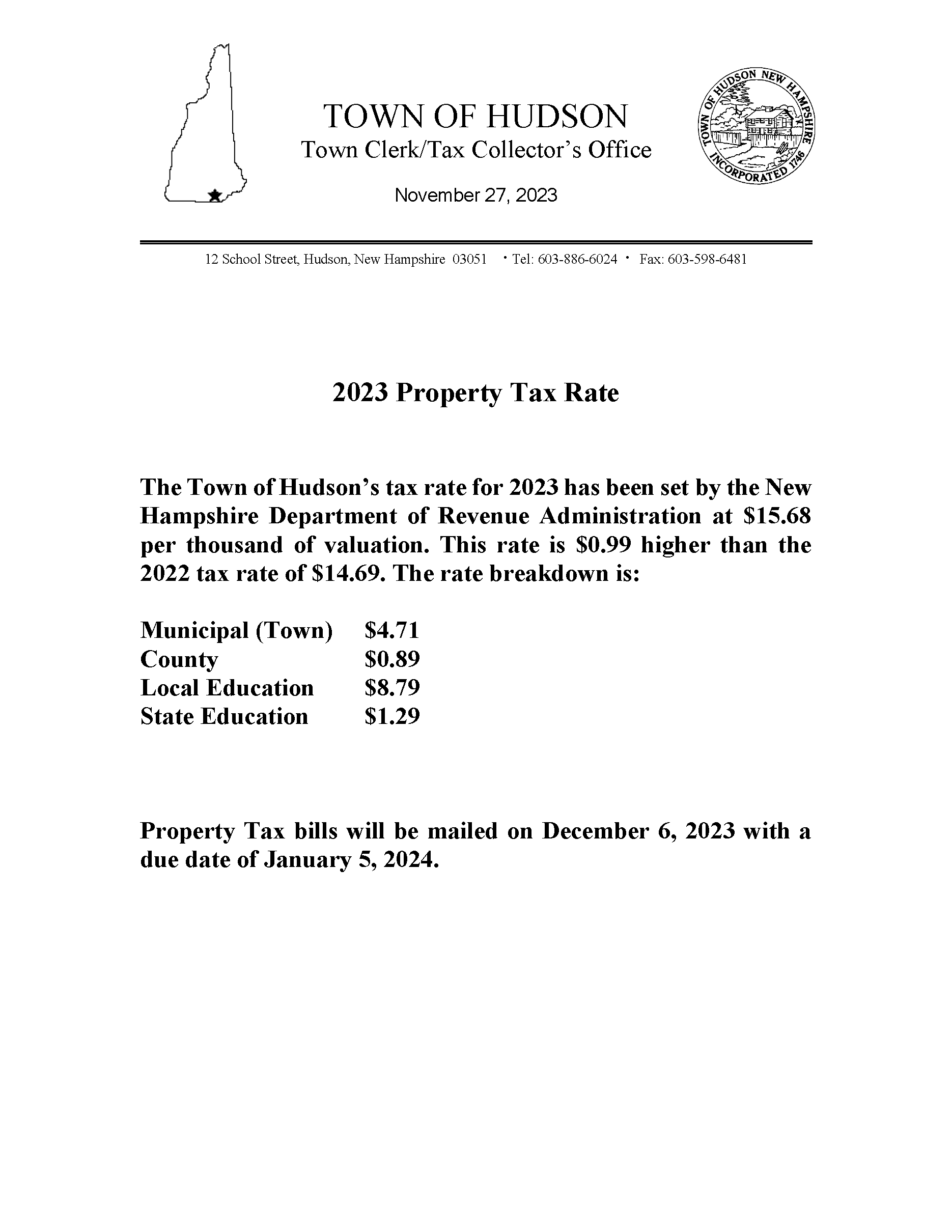 2023-tax-rate-hudson-new-hampshire