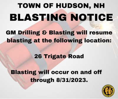 August 2023 Blasting Notice